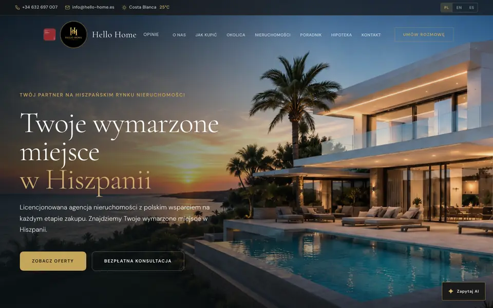 First screen of hello-home.es