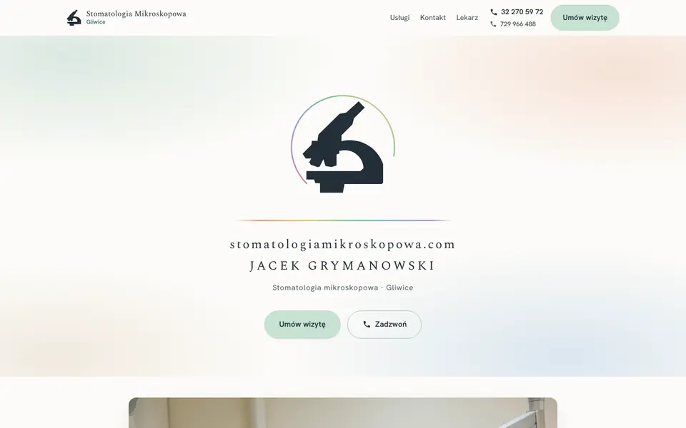 First screen of stomatologiamikroskopowa.com